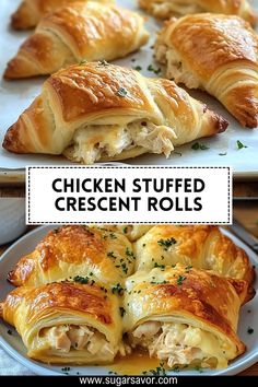 chicken stuffed crescent rolls on a white plate