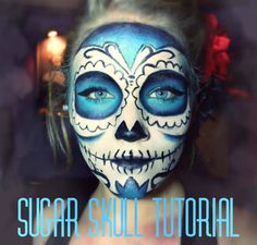 ✿ ☠ Sugar Skull | Halloween Makeup Tutorial ☠ ✿ Skull Tutorial, Skull Costume, Sugar Skull Tattoo