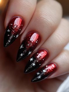 Anti Christmas Nails, Fun Holiday Nails, Christmas Nail Design Ideas, Witchy Christmas Nails, Glitter Xmas Nails, Alt Christmas Nails, Gothmas Nails, Christmas Goth Nails, Creepy Christmas Nails