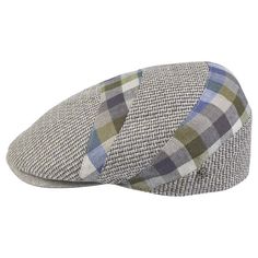 a plaid hat is shown on a white background