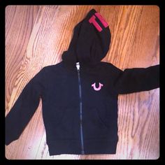 Black With Pink Writing Little Girls True Religion Hoodie Sweatshirt Jacket. New With Tags Cute Black Hooded Sweatshirt, Cute Black Cotton Outerwear, Cute Black Hooded Top, Pink True Religion Jeans, Pink True Religion Hoodie, True Religion Sweatsuit, True Religion Set, True Religion Zip Up, True Religion Hoodie