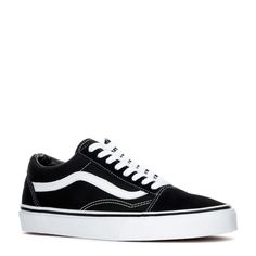 Old Skool - Mens in Black/White by Vans | WSS Vans Old Skool Black, Skate Man, Old Skool Black, Van Doren, Vans Old Skool, Old Skool, Vans Old Skool Sneaker, Vans Sneaker, Comfortable Shoes