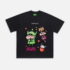 **Fire designs with luxury blanks, Only at aoklok graphic brand. Step into the world of luxury with our AG Cartoon Characters Crayon Shin-Chan T-Shirt. Made from premium materials, this t-shirt features the beloved character from the popular manga series. Show off your unique style and sophistication while paying homage to your favorite character. Elevate your fashion game with this exclusive piece. Features: -100% Cotton -Crew Neckline -Super Soft Fabric -Loose -Solid Color -Regular fit -Urban Black T-shirt With Cartoon Print For Streetwear, Trendy Black T-shirt With Cartoon Print, Black Crew Neck T-shirt With Cartoon Print, Black Cotton T-shirt With Cartoon Print, Black Graphic Tee With Funny Print, Ghost Samurai, Popular Manga, Fire Designs, Crayon Shin Chan