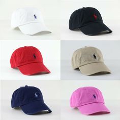 POLO RALPH LAUREN  SIGNATURE PONY BASEBALL / GOLF CAP with Pony Logo & Adjustable Strap  "This classic baseball / golf cap is crafted from durable washed cotton twill and finished with POLO RALPH LAUREN signature pony embroidery." WHITE with PONY LOGO BLACK  with PONY LOGO RED - RL2000 RED with PONY LOGO NUBUCK with PONY LOGO NAVY - NEWP NAVY with PONY LOGO PINK - MAUI PINK with PONY LOGO BRAND NEW WITH TAGS  MSRP $45.00 SIZE (UNISEX) ONE SIZE with Adjustable Strap Detail Description For Men & W Lauren Hom, Pony Embroidery, Ralph Lauren Cap, Polo Hat, Logo Yellow, Logo Pink, Navy Logo, Jo Jo, Hair Accessories Collection