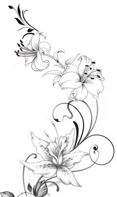 some flowers and swirls on a white background