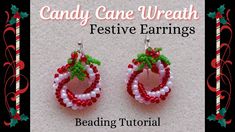 candy cane wreath festive earrings beading pattern