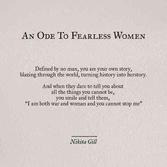 an odd to fearless women poem written in black ink