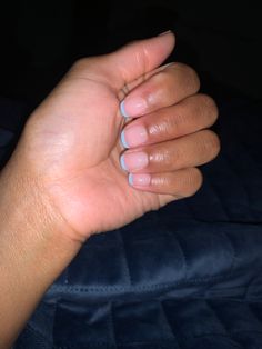 Blue French Tip Nails Natural Nail, Light Blue And White Nails Acrylic Short, Light Blue Natural Nails, Gel French Tips, Gel Nail Light, Short French Tip Nails, French Tip Manicure, Blue And White Nails, Blue Gel Nails