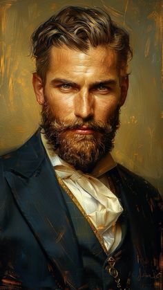 a painting of a man with a beard wearing a suit