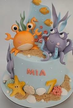 Cake Under The Sea, Under The Sea First Birthday, Nautical Cake, Cake Models, Ocean Birthday, Animal Cakes, Animal Cake