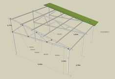 an image of a structure with measurements for the roof and side walls, including two sides