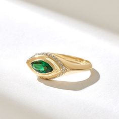 Gorgeous& Elegant Real Solid Gold Emerald Signet Ring for Woman Features * Made to Order. * Gold KT: 10K, 14K, 18K * Custom Gold Color: Rose Gold, Yellow Gold, White Gold * Width of Top: 7.96x13.00MM * Width of Band: 1.87MM * Thickness of Band: 0.92MM * Main Gemstone: Natural Emerald * Emerald Ctw: 0.46 Ctw * Side Gemstones: Natural Diamond * Diamond Color-Clarity: D-E-F color VVS clarity ( excellent ideal cut) * Diamond Ctw: 0.21 Ctw * Total Ctw: 0.67 Ctw * Ready to Ship in 5-7 Business Days ✓ Pinky Ring For Women, Pinky Ring Gold, Pinky Rings For Women, Diamond Pinky Ring, Green Emerald Ring, Evil Eye Ring, Eye Ring, Green Gemstones, Pinky Ring