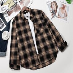 Full Sleeve T Shirts Woman, Plaid Shirts Women, Jeans Sandals, Blouses Long Sleeve, Cozy Cover, Plaid Shirt Women, Check Tops, Checked Blouse, Straight Clothes