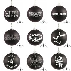 black and white christmas ornaments with different designs