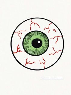 an eyeball drawing with the words choose marker written in red and green ink on white paper