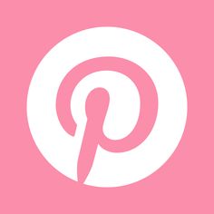 a pink and white logo with the letter p in it's center, against a pale pink background