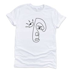 One-Line Face Shirt, Minimalist, Eco T-Shirt, One Line Art Shirt, Cotton Shirt, One Line Drawing, Gift For Her, Party Shirts, Graphic Tee Naturally soft and breathable, this is exactly what you want in an everyday tee. 4.2 oz, 100% combed ringspun cotton. It's buttery soft, super comfy - and eco-friendly! Made with love in the USA. One Line Face, Farmers Market Tote Bag, Music Tote Bag, Line Face, Music Bag, Girl Power Shirt, Minimalist Photos, Flowers Tote, One Line Art