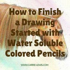 a drawing of a horse with the words how to finish a drawing started with water and colored pencils