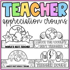 the teacher appreciation crayons coloring page is shown in pink and white with black lettering