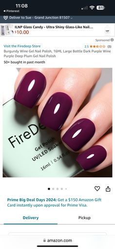 Purple Wine, Deep Plum, Glass Candy, Autumn Nails, Burgundy Wine, Amazon Gift Cards, Amazon Gifts, Uv Led, Gel Nail Polish