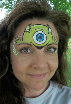 Animal Face Paintings, Face Painting Tips, Alien Makeup, Mike From Monsters Inc, Face Painting Easy