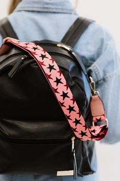 A bag strap is the easiest way to give your favorite carryall an instant refresh. The Nova Straps feature a playful star pattern in the cutest colorways. Now the only question is, which one will you choose? Details: Adjusts from 29" to 51" long 1.75" wide Trendy Adjustable Bag Strap For School, Trendy Adjustable Pink Bag Strap, Red Adjustable Bag Strap For Everyday Use, Pink Adjustable Detachable Bag Strap, Trendy Pink Adjustable Bag Strap, Trendy Pink Bag Strap For Daily Use, Pink Bags With Logo Strap For Everyday, Pink Detachable Adjustable Bag Strap, Pink Everyday Bag With Logo Strap