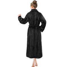 Wrap yourself in the luxurious comfort of the PAVILIA Women's Fleece Plush Robe. This premium robe is the perfect blend of comfort and style, designed to enhance your home lounging experience.

- **Material:** High-quality microfiber polyester
- **Features:** Super soft, fluffy fleece; lightweight yet warm; includes a waist strap for an adjustable fit and 2 side pockets
- **Size:** Small-Medium
- **Color:** Black
- **Gender:** Female
- **Age Group:** Adult

Crafted with 200 GSM of plush microfib Fluffy Robes For Women, Fuzzy Robe Short, Long Robes For Women, Black Fluffy Robe, Black Long Sleeve Sleep Robe, Cozy Super Soft Long-sleeved Robe, Spa House, Womens Robe, Long Robes