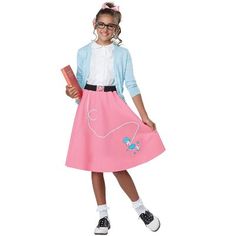 1950s Poodle Skirt, Poodle Skirt Costume, Pink Ladies Grease, 1950s Girl, 1950s Girls, 1950s Costume, Girls Fancy Dress, California Costumes, 1950s Outfits