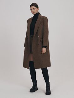 Composition : Glenn: Wool 50% Polyester 50% Gingham: Wool 100%Color : Gingham Check,Glenn CheckCountry of Origin : KOREA Chocolate Brown Coat, Checkered Coat, Houndstooth Coat, Check Coat, Xmas List, Crochet Clothing, Gingham Check, Winter Style, Formal Wear