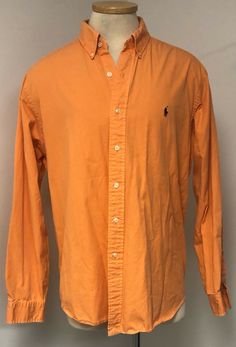 RALPH LAUREN CLASSIC FIT 100% COTTON VINTAGE MEN'S ORANGE OXFORD SHIRT WASHED AGED COTTON GREAT VINTAGE PRE OWNED CONDITION MEN'S SIZE - XL 100% COTTON LONG SLEEVES BUTTON FRONT BUTTON COLLAR MEASUREMENTS: SHOULDERS - 19" SLEEVE - 25" UNDERARM TO SLEEVE END - 21" CHEST - 26.5" LENGTH SHOULDER TO HEM - 30" PLEASE SEE ALL PHOTOS CONFIRM SIZE & MEASUREMENTS NO RETURNS Ralph Lauren Mens, Oxford Shirt, Ralph Lauren Men, Shirt Sleeves, Vintage Men, Denim Button Up, Button Up Shirts, Sleeve Shirt, Rain Jacket