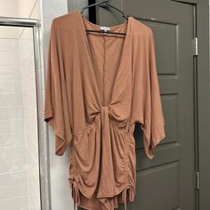 Tobi Romper Size Medium Tan/ Burnt Orange Color Never Worn But Tag Off Of Romper V-neck Beachwear Top For Loungewear, Tobi Brown, Tobi Pants, Burnt Orange Color, Burnt Orange, Orange Color, Pant Jumpsuit, Jumpsuit Romper, Pants For Women