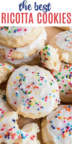 the best ricotta cookies with white frosting and sprinkles