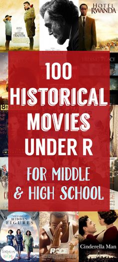 the cover of 100 historical movies under r for middle and high school students, including