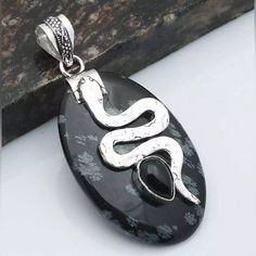 Snowflake Obsidian Black Onyx Gemstone Jewelry Pendant 925 Silver Plated Handmade Thanks For Visiting My Boutique Silver Obsidian Gemstone Necklace, Spiritual Silver Obsidian Necklace, Silver Onyx Gemstone Jewelry, Silver Obsidian Necklaces, Silver Obsidian Pendant Necklace, Silver Obsidian Necklace With Natural Stones, Black Sterling Silver Jewelry With Stone Setting, Black 925 Stamped Pendant Jewelry, Black Stone Pendant Jewelry