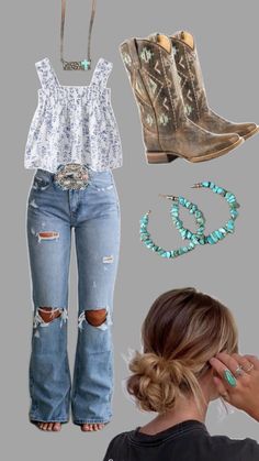 Outfits Aesthetic Country, Country Concert Outfit Ideas October, Fashionable Western Outfits, Outfit Ideas For A Country Concert, Simple Country Outfits Summer, Western Outfits Women For School, Western Simple Outfits, Country First Day Of School Outfits