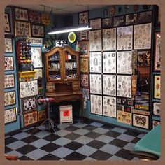 a room filled with lots of different types of tattoos