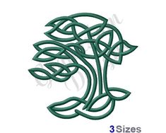 the embroidery design has been made to look like a tree with three leaves on it