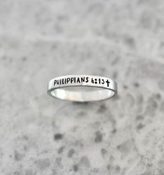 Scripture Ring Cross Ring Bible Verse Ring Faith Ring | Etsy Christian Wear, Semicolon Ring, Christian Rings, Cute Bible Verses, Christian Clothes, Pewter Ring, Cute Bibles, Purity Ring, Products Photography