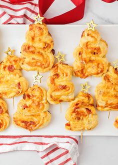 small christmas tree shaped pastries on a plate