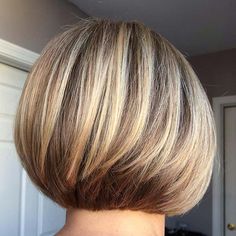 Chin Length A Line Bob, Blonde Stacked Bob, Bob Thick Hair, Short Blonde Hair Ideas, Tapered Bob, Warm Blonde Hair, A Line Bob, Blonde Bob Haircut, Blonde Hair Ideas