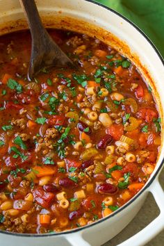 a large pot filled with soup on top of a table