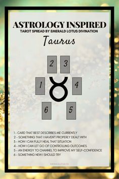 astrology inspired tarot spread by emerald lotus divination - taurus card