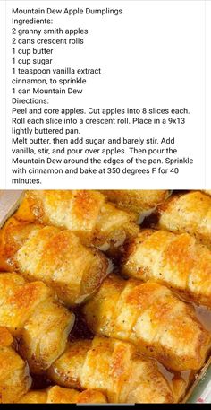 the recipe for baked apple dumplings is shown