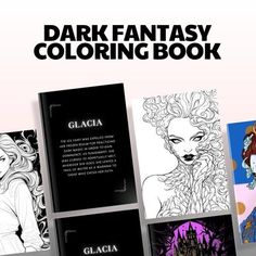 the book cover for dark fantasy coloring book