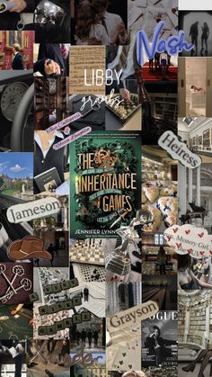 the collage shows many different types of items and people in various pictures, including signs