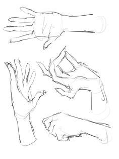 several hands are shown in this drawing