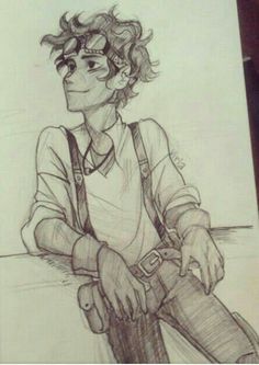 a pencil drawing of a boy sitting down