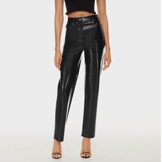 Nwt. Size 6 Long, In My Opinion, Runs Small In The Waist But Most Aritzia Clothes Do. Vegan Leather. Very Soft And Stretchy Fabric. No Signs Of Wear. High Rise Formal Pants, Chic Straight Leg Leather Pants For Evening, High Waist Leather Pants For Evening, Chic Tapered Leg Leather Pants, Fitted Leather Pants For Evening In Spring, Fitted Leather Pants With Tapered Leg, Fitted Tapered Leg Bottoms For Date Night, Fitted Tapered Leg Leather Pants, Formal Fitted Leather Pants With Tapered Leg