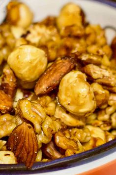 nuts and walnuts are mixed together in a bowl