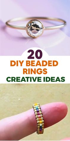 two different types of rings with the words 20 diy beaded rings creative ideas